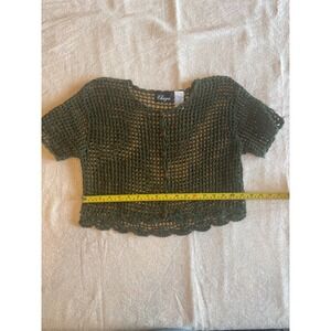 Crochet cropped festival boho short sleeve button front top